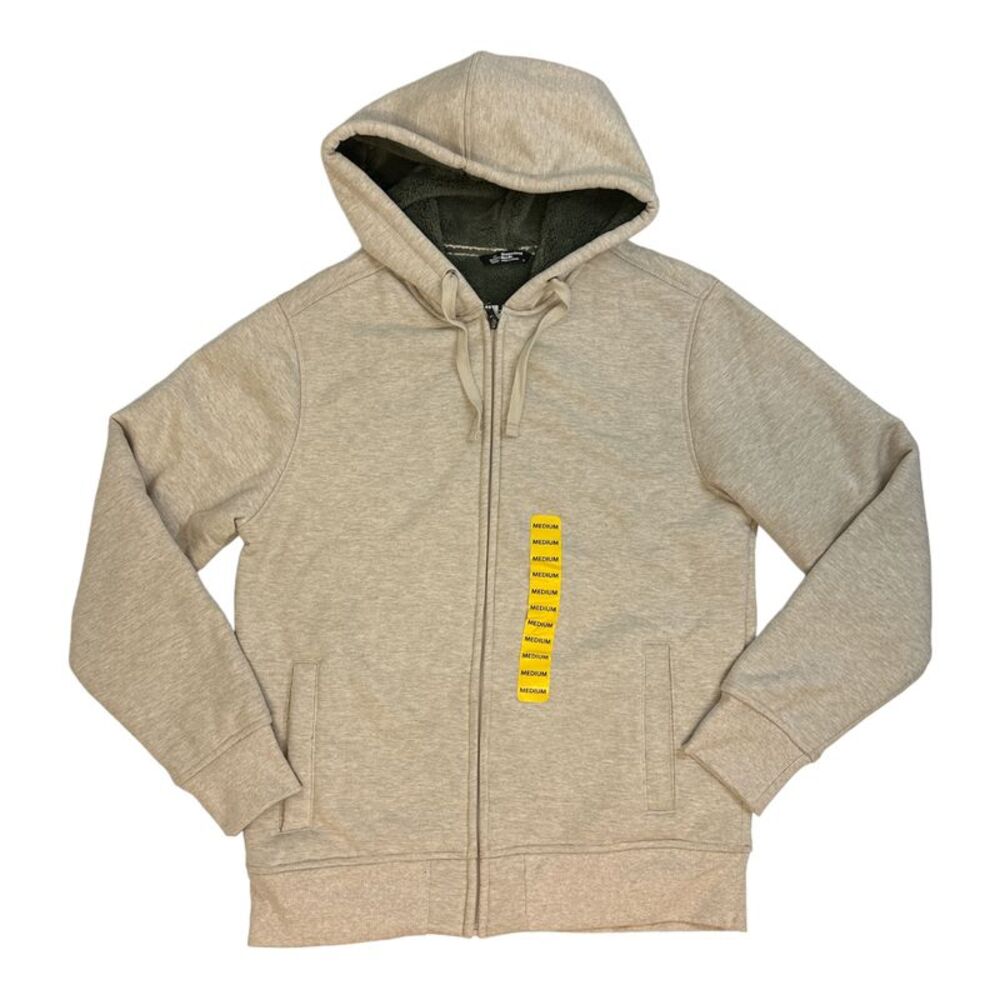Member's Mark Men's Full-Zip Soft Fleece Sherpa Lined Hoodie - Oatmeal
